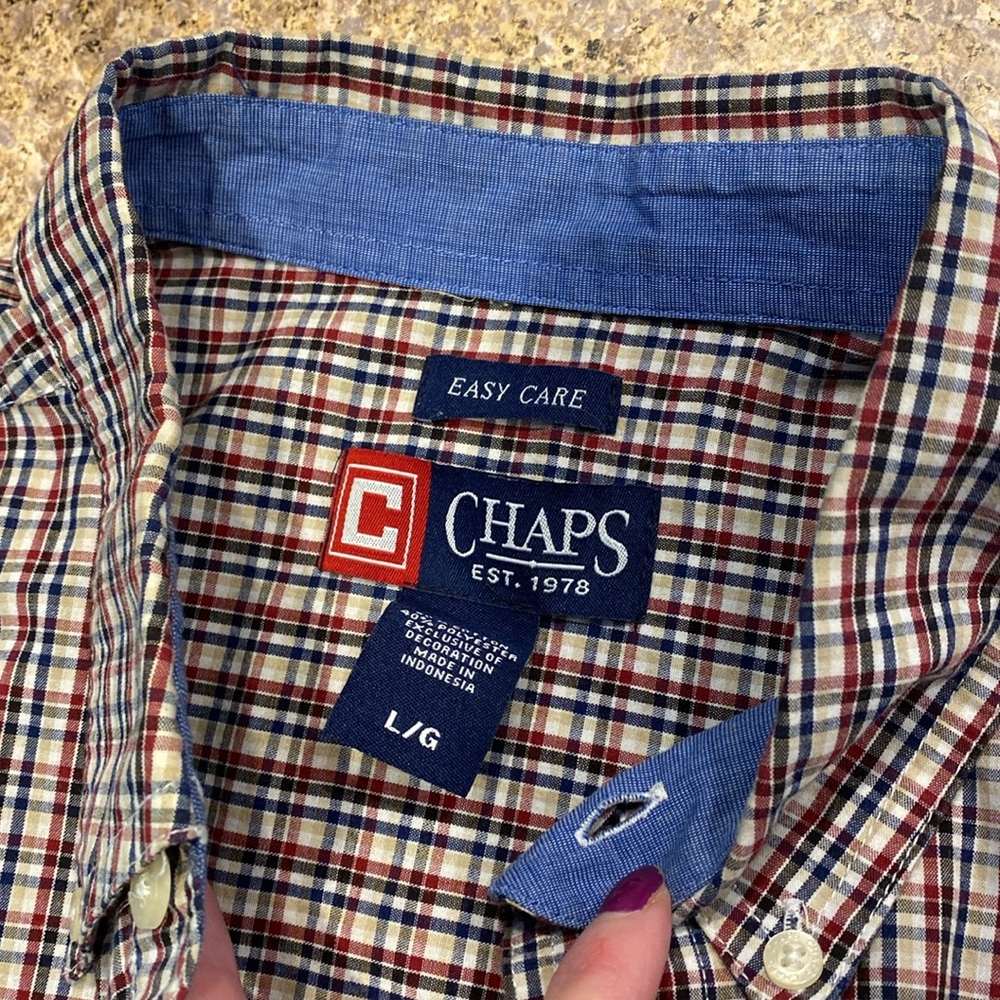Chaps Long Sleeve Button Down Shirt Large Easy Care - Picture 3 of 13